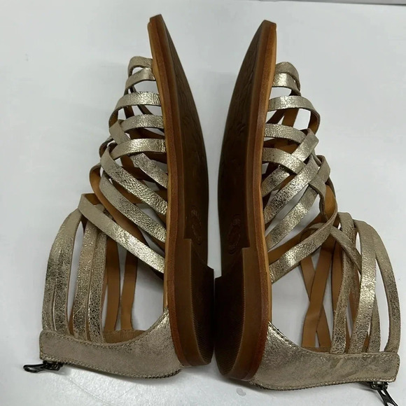 Kork Ease Palmyra Leather Strappy Sandals Shoes Open Toe Metallic Gold Size 8 - Picture 7 of 10